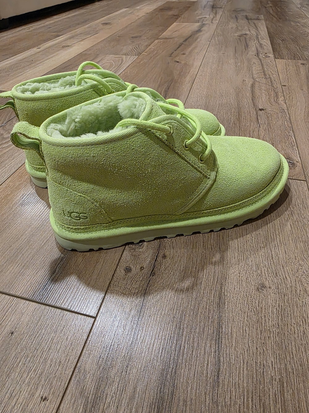 UGG Lime Green Shearling Lined Sneaker Slippers - Picture 2 of 5